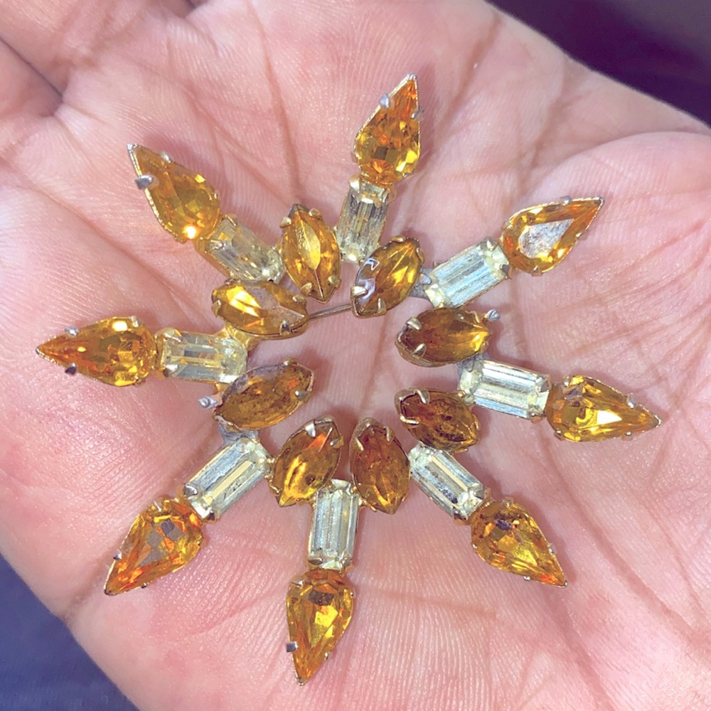 Vintage Pierre goldtone rhinestones  Bouquet brooch